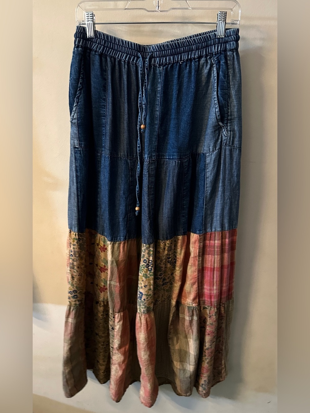 Boho Patchwork Pants- Denim Blue and Multi colored (Young Threads brand)